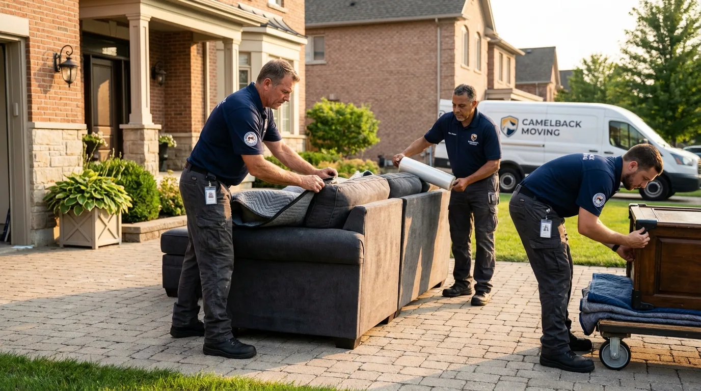 Large estate moving crew wrapping furniture in Burwell, NE