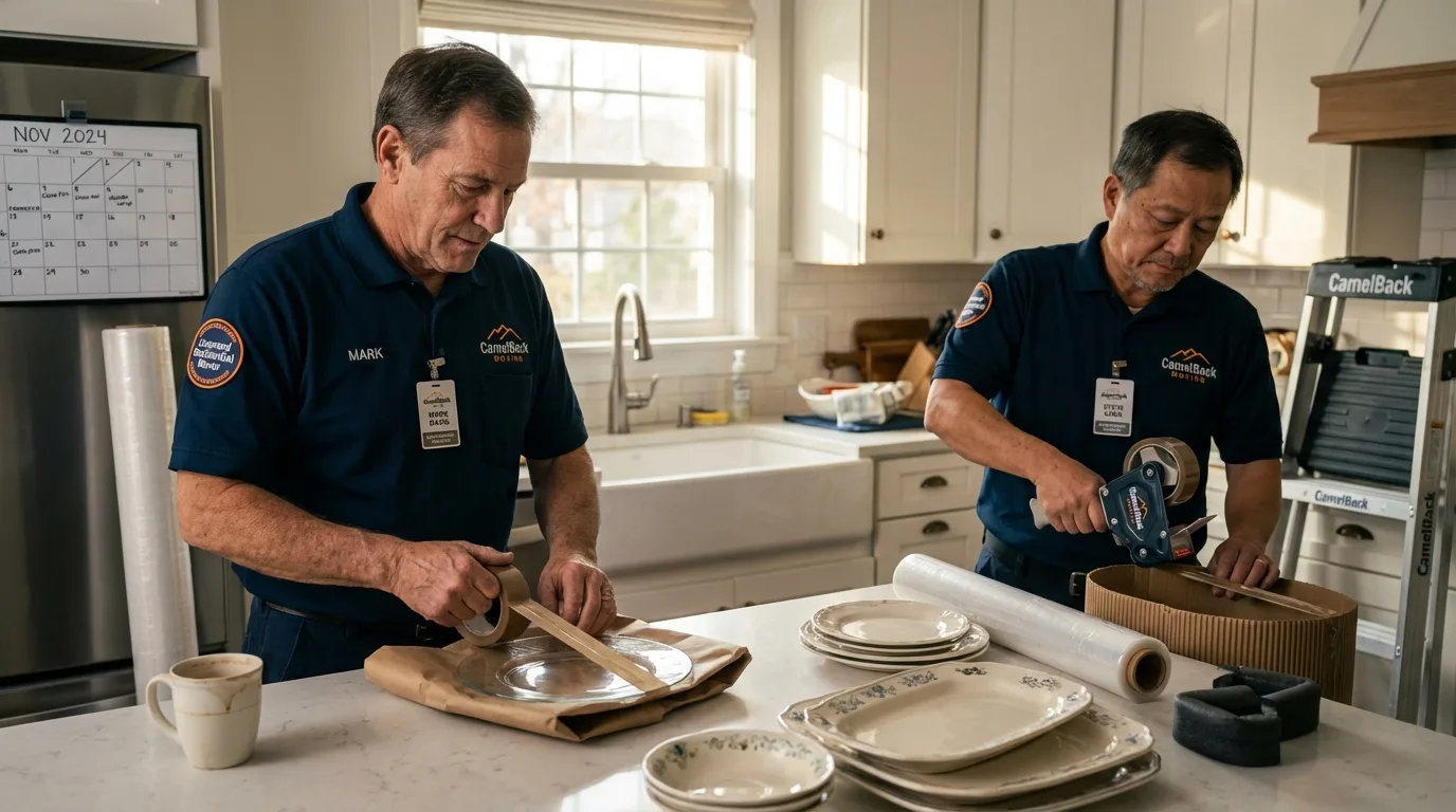 Professional crew packing kitchen dishware in Burwell, NE